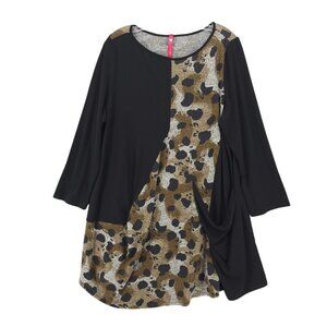 IC COLLECTION Connie K Tunic Top Animal Print Artsy Asymmetric Size XL